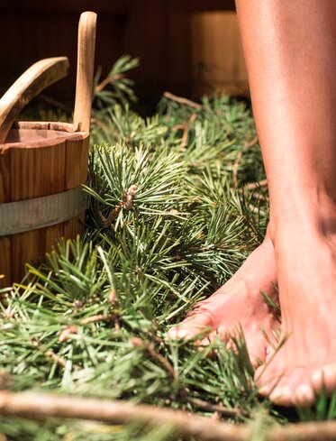 Sauna di pino montano a piedi nudi | © Hotel Pfösl