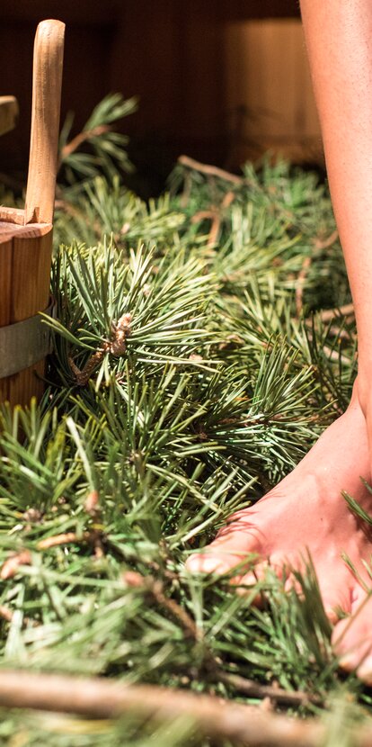 Sauna di pino montano a piedi nudi | © Hotel Pfösl